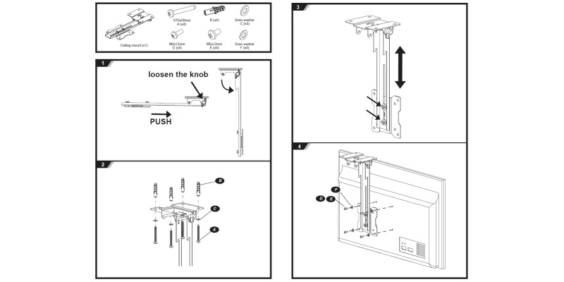 Part King Fold Up Down Away TV Ceiling Mount Bracket 19" 20" 21" 23" 27" LED TV VESA 75x75 100x100 Folding Sloping Ceiling Flip Bracket