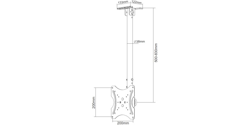 Part King TV Ceiling Pole Mount Bracket 24" 32" 40" 42" 43" LED TV VESA 100x100 200x100 200x200