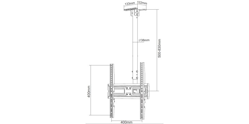 Part King TV Ceiling Mount Bracket 32" 40" 42" 43" 49" 50" 55" 60" LED TV VESA 400x400