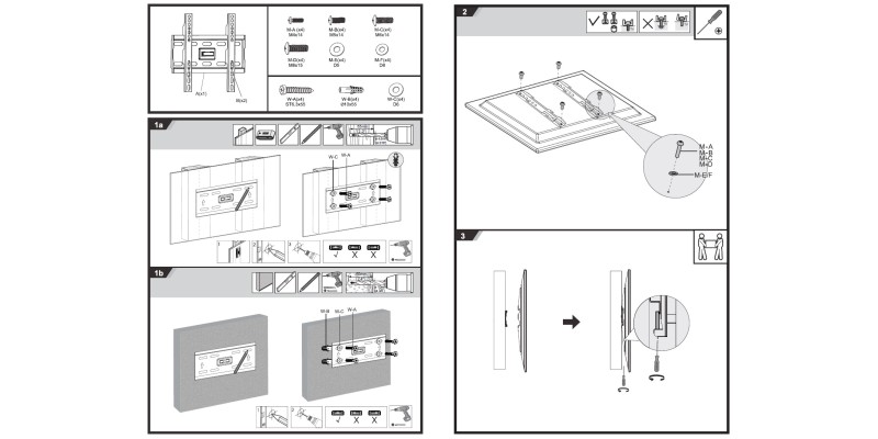 Part King TV Wall Mount Bracket 24" 27" 32" 40" 42" 43" LED TV VESA 200x100 200x200 Flat