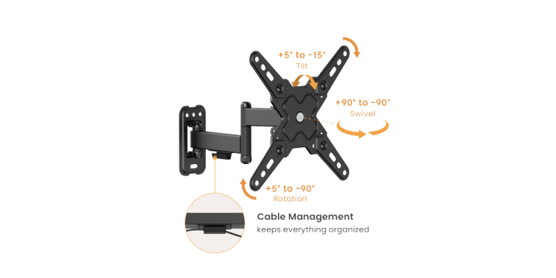 Part King Full Motion TV Wall Mount Bracket Tilt Swivel Arm 13" - 43" LED LCD