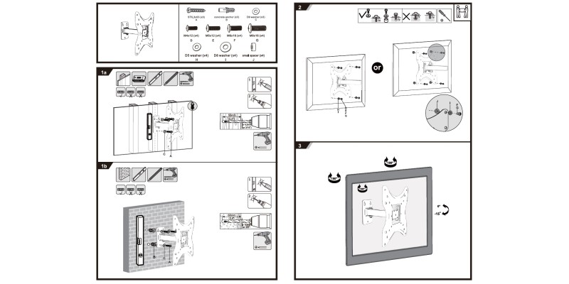 Part King Universal Tilt & Swivel Arm TV Wall Mount Bracket 23" 24" 27" 32" 42" 43" LED LCD Moving Left Right