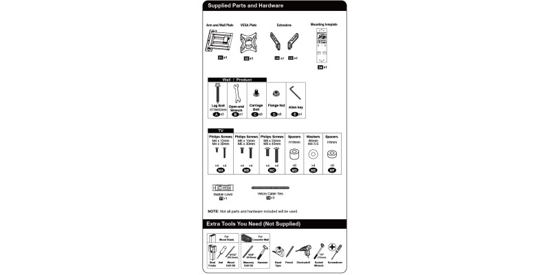 Part King 26" - 65" Extra Long Arm Full Motion TV Wall Mount Bracket Tilt Swivel 42" 50"