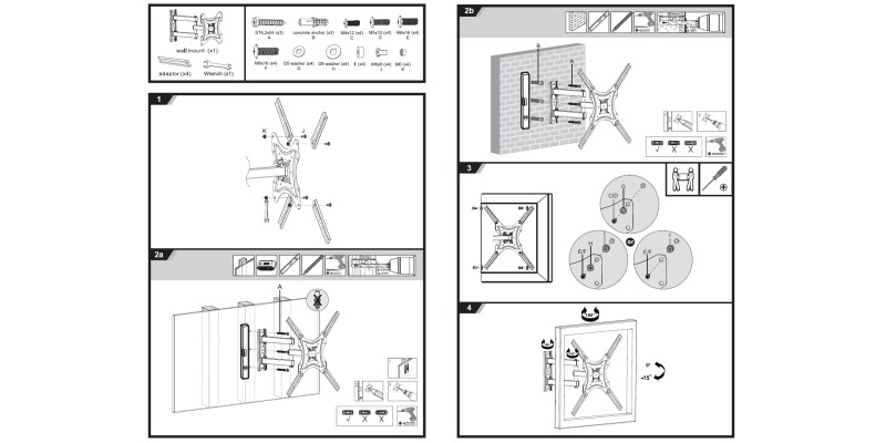 Part King Full Motion Double Arm TV Wall Mount Bracket 32" 42" 43" 49" 50" 55" LED LCD 200x200 300x300 400x200 400x400 VESA